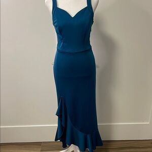 EUC Grace Karin Blue Asymmetrical Sweetheart Sheath Dress
